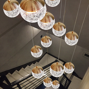 Lámpara colgante moderna de cristal dorado, redonda, con luz LED E27 para sala de estar, lámpara de techo, 2700K, blanco cálido - Product Image 4