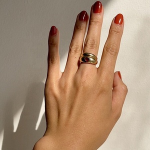 Hot bán Chất lượng cao tốt đá quý Vòng trang sức 18K vàng mạ 925 sterling Silver <span class=keywords><strong>Ruby</strong></span> bé tim Dome tình yêu Vòng - Product Image 4