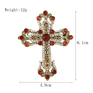 Broche <span class=keywords><strong>de</strong></span> Cruz con Incrustaciones <span class=keywords><strong>de</strong></span> Aleación y Pedrería Completa, Estilo Retro Cortesano Europeo y Americano, Accesorio para Regalo <span class=keywords><strong>de</strong></span> Pareja, Fiesta o Boda - Product Image 5
