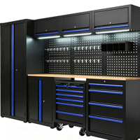 Sistema de Almacenamiento para Taller y Garaje de 8 Módulos, Gabinete para Herramientas con LED y Juego Completo de Herramientas