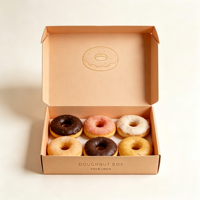 Boîte en papier kraft à couvercle rabattable, MOQ flexible, fentes personnalisées, carton mat, impression couleur, emballage pour pâtisserie pour boutique de beignets