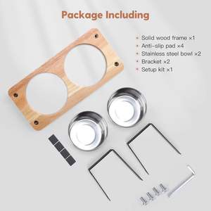 ऊंचा स्टेनलेस स्टील और लकड़ी की बिल्ली और छोटे कुत्ते के लिए सिसल बोर्ड आरामदायक भोजन केंद्र पानी भोजन स्टैंड - Product Image 6