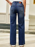 Celana Jeans Wanita Model Kaki Lebar Pinggang Tinggi Bahan Stretch Lurus Bernapas Gaya Vintage Kancing Trendi Longgar Denim Musim Semi Musim Panas