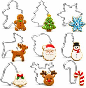 6Pcs 10Pcs Winter Christmas <b>Cookie</b> Cutter Set, Stainless Steel with Gingerbread Men Christmas Tree Snowflake - Product Image 1