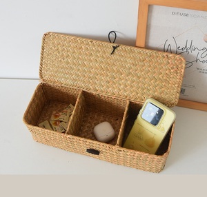 Panier de rangement en rotin écologique, en <span class=keywords><strong>osier</strong></span>, en herbe de mer, pour comptoirs, placards, étagères, commode, panier en herbe de mer tissé - Product Image 1