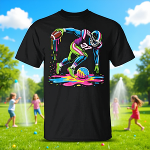 T-shirt Ice Cream Drip Football Sprinkles per adulti unisex nera 100% cotone - Product Image 3