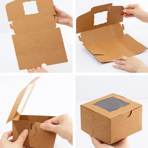 Materiale biodegradabile 300 Gsm scatola di carta Fast Food per Takeaway marrone Kraft Pla rivestito di imballaggio con finestra