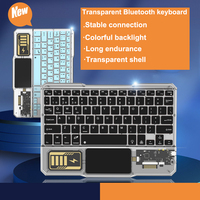 Keyboard lampu latar LED RGB transparan, papan ketik kristal ajaib bantalan sentuh nirkabel untuk ponsel Tablet Teclado