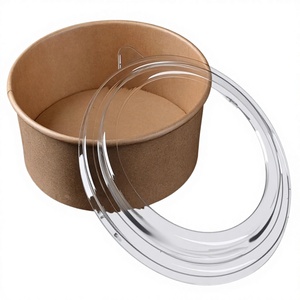 Disposable Kraft Paper Bowl with Clear Lid for Desserts Minimalist Style <b>Takeaway</b> <b>Container</b> - Product Image 1