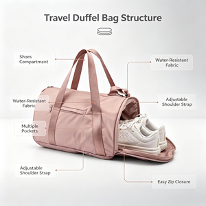 Bolsa de Gimnasio Impermeable con Correa Ajustable, Forro de Yoga, Poliéster Oxford, para Artículos Deportivos Húmedos/Secos, Diseño Geométrico a Cuadros, Ligera, 30-40L - Product Image 1