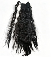 Queue de cheval synthétique bouclée crépue à enrouler, longue, effet vague de maïs, avec fixation magique, extensions de cheveux pour femmes