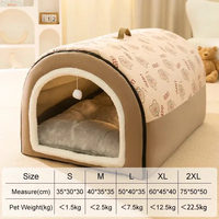 Lit pour animaux de compagnie en gros, écologique, confortable, à motif de dessin animé, pour chiens et chats, lavable, avec fond antidérapant, semi-fermé, type tente pour chat