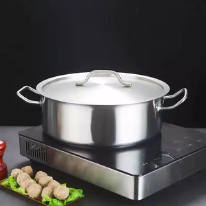 Grande marmite commerciale de braisage 25L en acier inoxydable robuste, compatible induction, pour soupes et plats chauds - Product Image 6