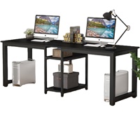 Bureau d'ordinateur noir pour deux personnes, vente en gros d'usine, surface en bois, design robuste, bureau extra long et large, moderne, pour l'étude et l'écriture