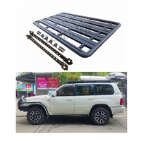 Barre de toit plate robuste pour Land Cruiser 100 LC100 LX470 1998-2007 4x4 en aluminium noir thermolaqué, installation facile, 100 kg+