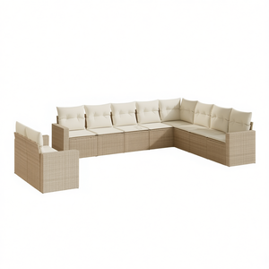 Set Divano da Giardino in Rattan PE Beige, Arredamento Modulare da Esterno, Design Contemporaneo Confortevole con Cuscini in Schiuma ad Alta Densità - Product Image 1