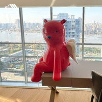 Sculpture en fibre de verre de mascotte de poupée lapin Ours Violent de dessin animé, style célébrité d'Internet, Zhang Zhanzhan, rouge, petite décoration extérieure