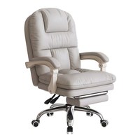 Chaise de bureau ergonomique en cuir PU avec massage, pivotante à 360°, réglable en hauteur, support lombaire, base en acier et repose-pieds pour la maison/usage informatique