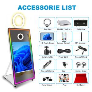 Mesin swafoto portabel, mesin Photobooth dengan kipas pendingin bingkai LED 32 43 inci layar sentuh cermin foto untuk acara pesta - Product Image 2