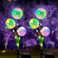 Lampu LED bunga Dandelion dekorasi taman tahan air, lampu LED pasak surya luar ruangan dekorasi tahan air