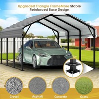 En stock – Abri de voiture 20x20 pieds toutes saisons avec structure en acier renforcé, abri de garage extérieur double sur mesure pour voiture, toit robuste