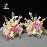 Bola Bunga Buatan Tangan dari Sutra dengan Mawar Merah Muda dan Ungu & Hydrangea untuk Pesta Pernikahan dan Acara Kembali ke Sekolah.