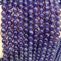 Perles en pierre d'améthyste naturelle de 8 mm, perles rondes lisses en améthyste, perles en vrac pour la fabrication de bijoux