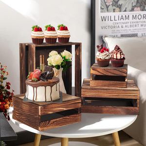 Bán Buôn 8 Pcs Tự Chọn Risers Với Mini Dấu Hiệu, Gỗ Mộc Mạc Bánh Đứng Cho Tự Chọn Bảng, Gỗ Mộc Mạc Bánh Đứng Cho Đảng - Product Image 2