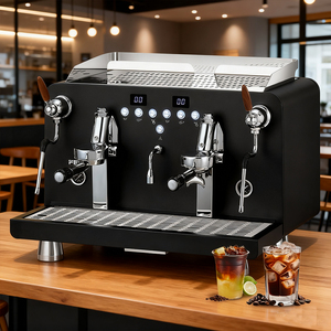 Machine à café électrique semi-automatique professionnelle en acier inoxydable à double tête pour restaurant - Product Image 1