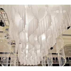 Tissu de mousseline de soie de <span class=keywords><strong>mariage</strong></span> de luxe drapé décorations de toile de fond tente plafond Swag rideau suspendu pour événements et fêtes - Product Image 1