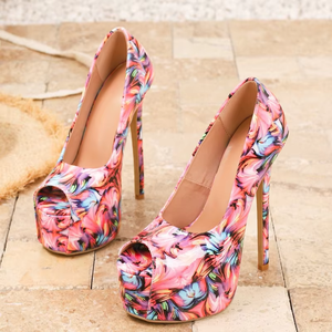 Sandalias de tacón de aguja para mujer, de cuero sintético, con punta abierta, estilo boca de pez, bloques de color, sexys, de tacón súper alto, para verano 2026 - Product Image 2