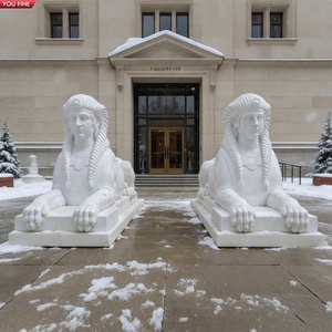 Sculpture de <span class=keywords><strong>Sphinx</strong></span> en marbre blanc YOUFINE, statues mythologiques de gardiens pour la décoration d'entrée de villa ou de musée - Product Image 4