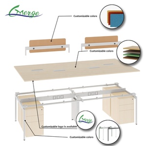 Bàn làm việc văn phòng hiện đại 4 chỗ ngồi đối diện, chân kim loại, dành cho không gian làm việc mở, văn phòng cộng tác, nhà ở - Product Image 6