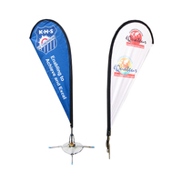 Drapeaux en polyester imprimés sur mesure avec mât en fibre de verre et base à eau - Bannière publicitaire extérieure robuste pour la plage