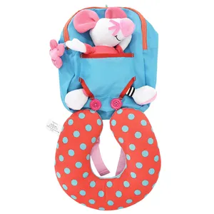 Baby cartoon animal plush backpack bag with Baby travel pillow for kids bagpack