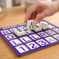 Planche d'entraînement au mahjong pour un joueur, planche d'entraînement au mahjong solo |   Boîte en bois à 2 étages, 7,3''x6,5'', prête à offrir, durable