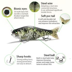 Esca Artificiale per Pesca in ABS Rigido Snodato, Nuovo Glide Swim <span class=keywords><strong>Bait</strong></span> con Coda Morbida in PVC, Esca Glide per Trota - Product Image 3
