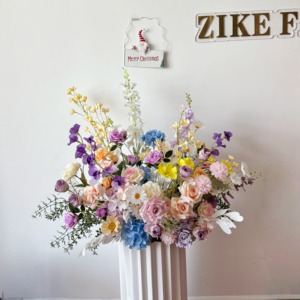 Arranjo Grande de Flores Artificiais Clássicas Coloridas para Centro de Mesa de Casamento, Feito à Mão, Duradouro, para Casamentos e Recepções - ZIKE - Product Image 4