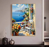 Kit de Pintura al Óleo por Números Hecho a Mano para Adultos, Paisaje Marino Europeo 40X50CM, Decoración para el Hogar