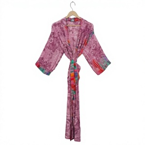 Kimono en soie patchwork japonais vintage pour femmes longue robe de chambre vêtements de fête de plage automne et printemps été Kimono - Product Image 1