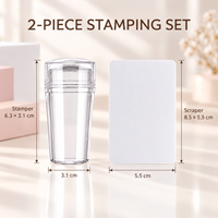 En gros, Tampon de nail art en silicone transparent avec raclette, tête souple effet gelée transparente, outil de transfert DIY pour manucure, prix usine