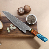 Couteau de chef japonais en acier Damas à 67 couches avec manche stabilisé à la résine, couteau polyvalent pour trancher et couper les légumes