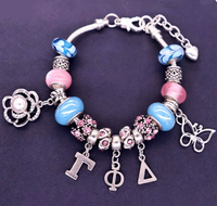 Bracelet à perles à thème de sororité avec logo ZPB Zeta Phi Beta, lettre grecque, accessoire de mode, best-seller en gros