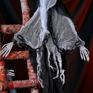 Fantasmi Appesi di <span class=keywords><strong>Halloween</strong></span>, <span class=keywords><strong>Scheletro</strong></span> 31,5x28 Pollici, Catena del Tristo Mietitore, Decorazione per Casa Stregata, Interno/Esterno, Nero/Bianco Rosso - Product Image 3