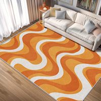 Tapis doux à rayures ondulées orange rétro, fabriqué à la machine, lavable, pour salon, décoration intérieure, antidérapant, design fin