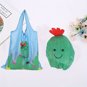 Sac fourre-tout promotionnel personnalisé imprimé, petit, écologique, pour courses, motif fraise, réutilisable, pliable, en nylon, polyester, RPET - Product Image 4