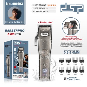 Cortadora de Pelo DSP Barberpro 6500 RPM, Acero Inoxidable, Pantalla LCD, Inalámbrica e Impermeable para Uso Doméstico - Product Image 1
