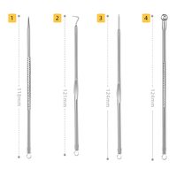 Kit de 4 Pièces Extracteurs de Comédons et d'Acné en Acier Inoxydable Outil Pratique pour Soin du Visage et Nettoyage des Imperfections