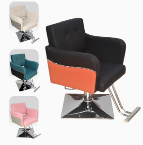 Sillón de Barbería Contemporáneo en Cuero Sintético Color Verde Azulado con Detalles Negros y Base Cromada, Altura Ajustable Hidráulica, Mueble de Salón - Product Image 1