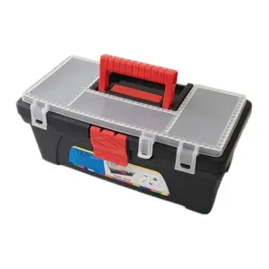 12.5 Inch Portable Plastic Tools Box Chest Storage Organizer Handle Tray Compartment Kits Toolbox Tool Case Holder Container